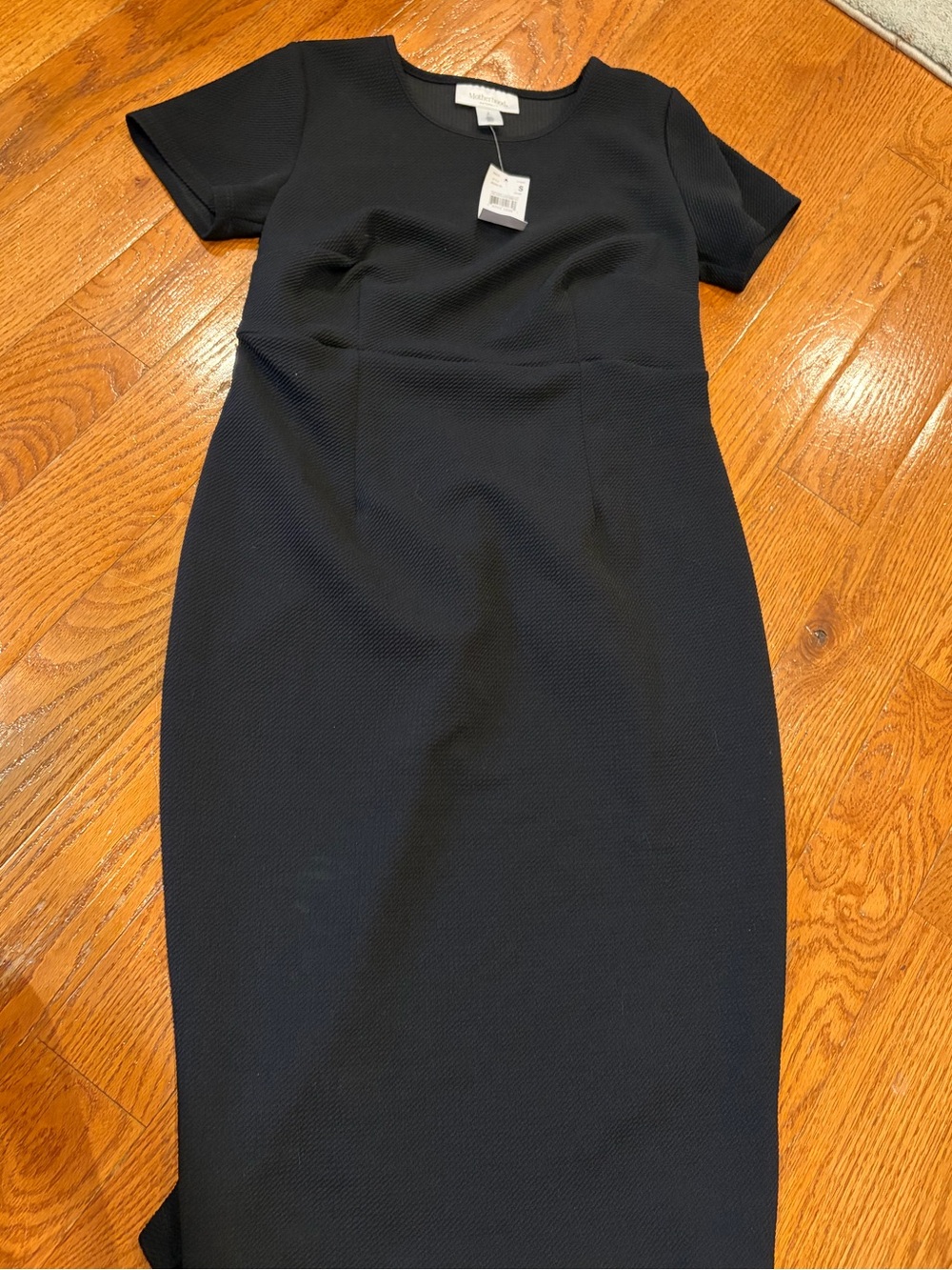 Motherhood Black Short-Sleeve Midi Sheath Dress